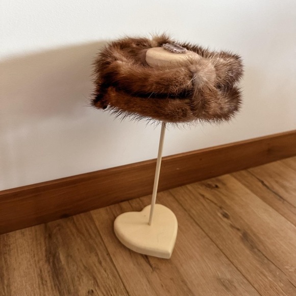 Accessories - VTG 50's Women's‎ Mink Fur Net Hat Fascinator Hair Piece Brown Winter